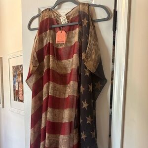 Flag sleeveless kimono